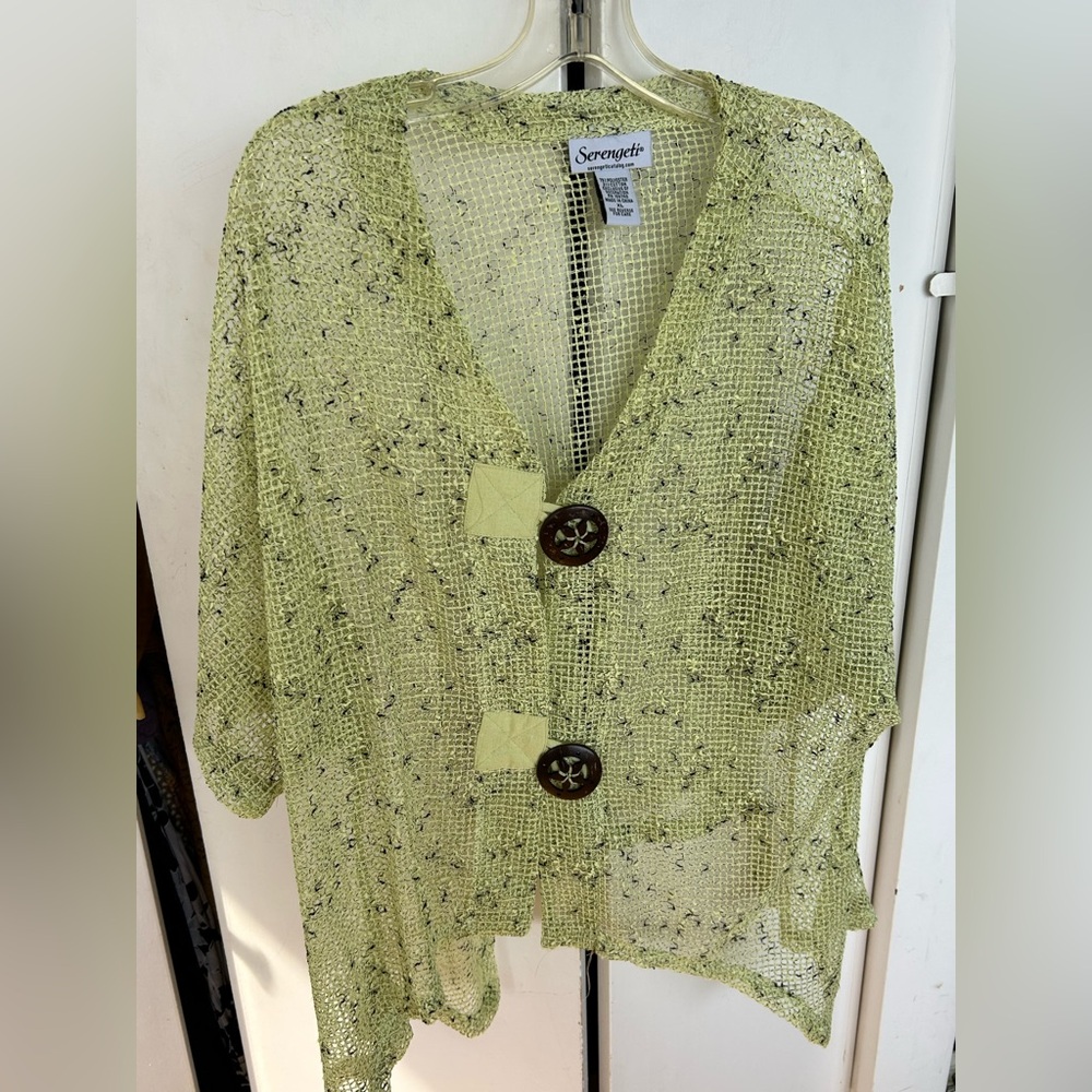 Serengeti Light Green Mesh Sparkle Cardigan